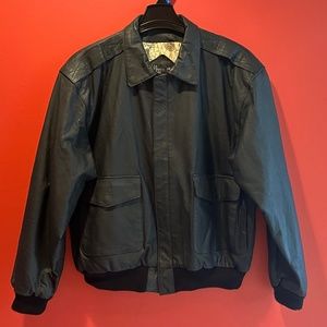 Marco Morani Genuine Leather Black Zip Up Jacket Size L